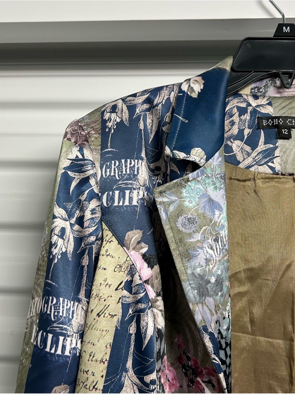 Boho Patchwork Floral Blazer in Blue, Pink & Olive - Picture 2 of 12